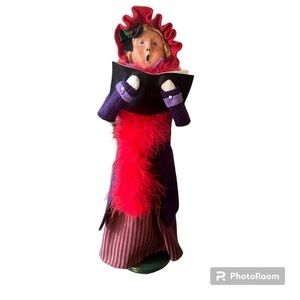 Byer's Choice Carolers Red Hat Society Lady with Caroling Book